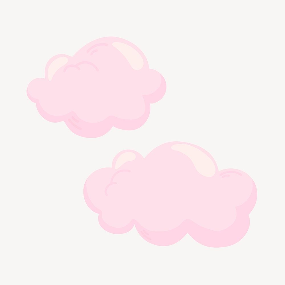 Pink cloud clipart, cute cartoon illustration psd