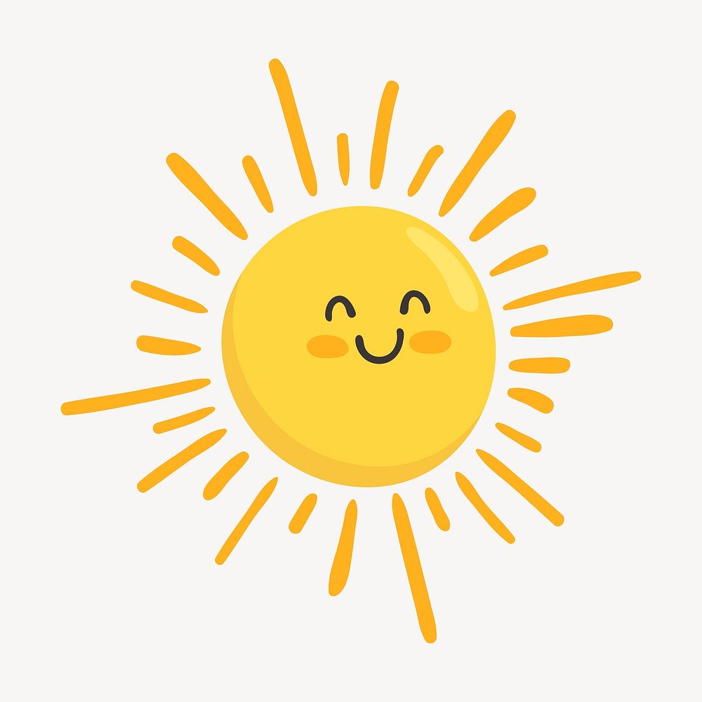 Smiling sun collage element, cute cartoon illustration vector