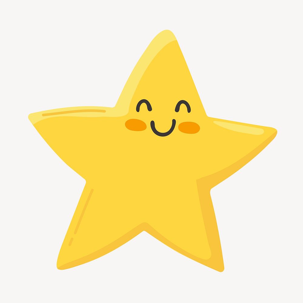 Smiling star collage element, cute cartoon illustration vector