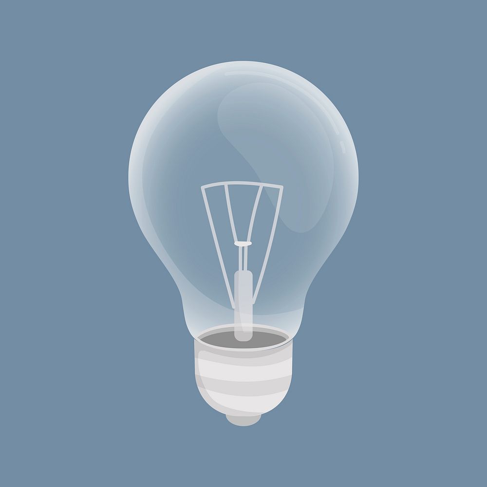 Light bulb collage element, cute cartoon illustration vector