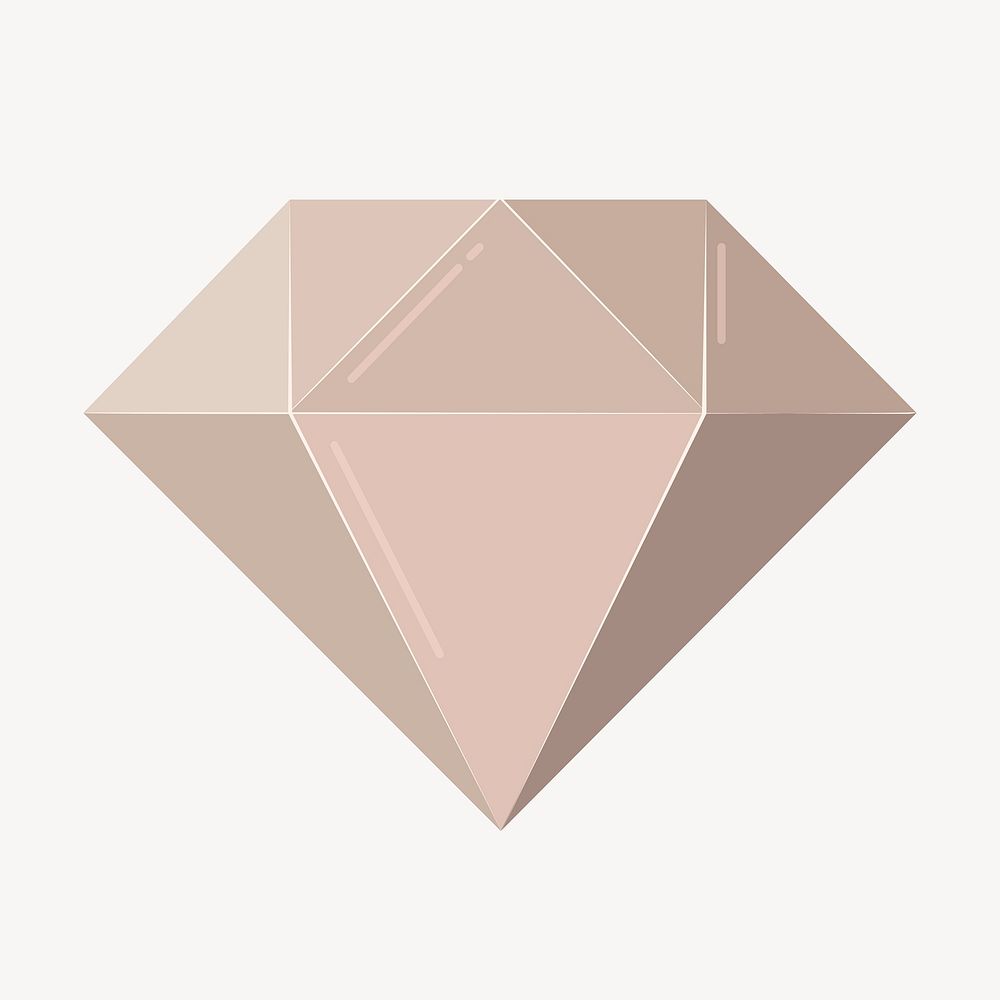 Beige diamond collage element, cute cartoon illustration vector