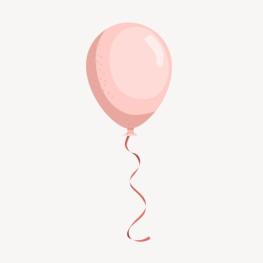 Pink balloon, cute cartoon illustration