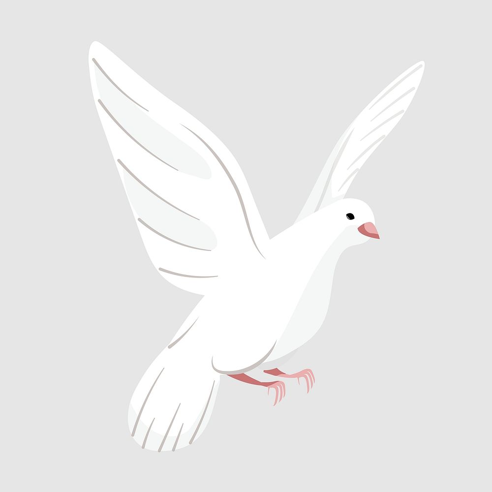 White bird collage element, cute cartoon illustration vector