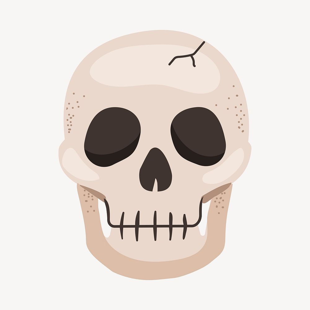 Skull collage element, cute cartoon illustration vector