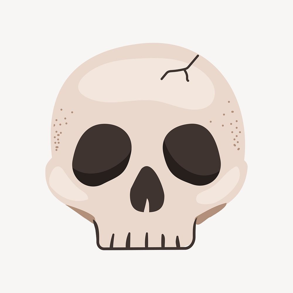 Skull collage element, cute cartoon illustration vector