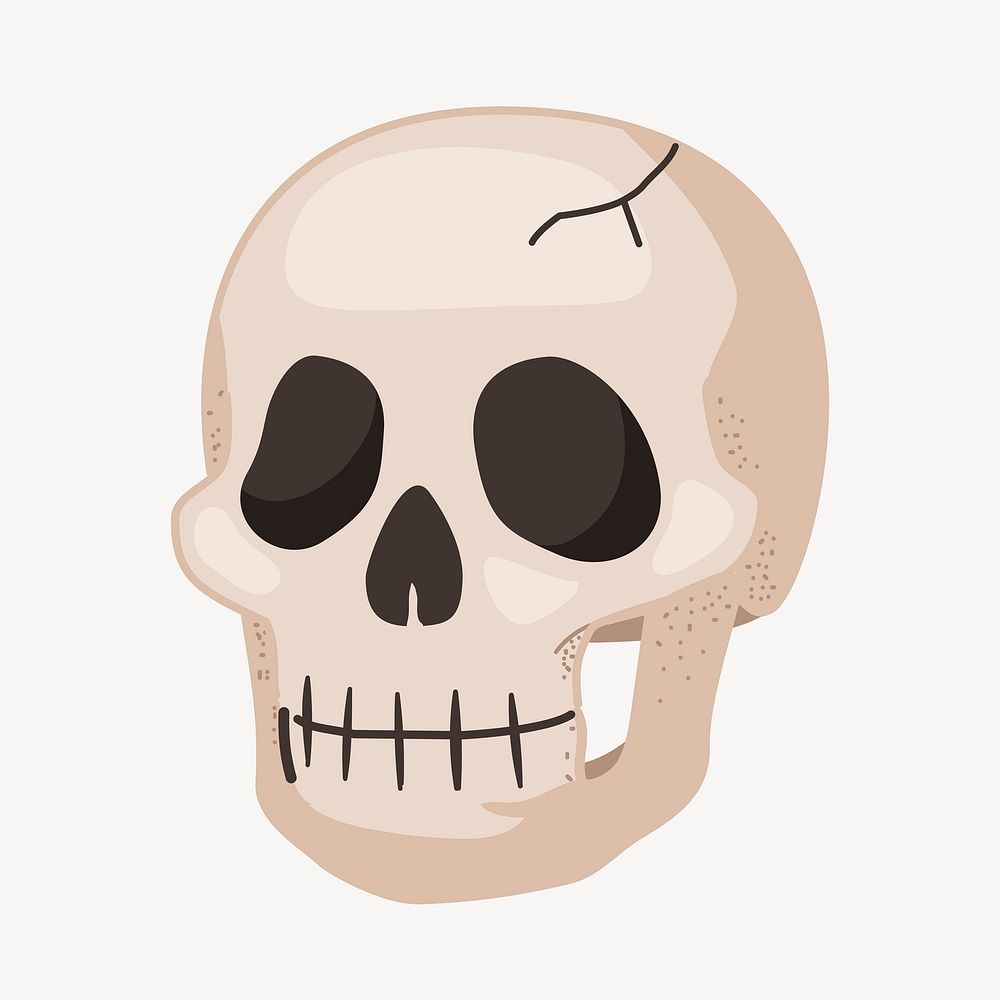 Skull collage element, cute cartoon illustration vector