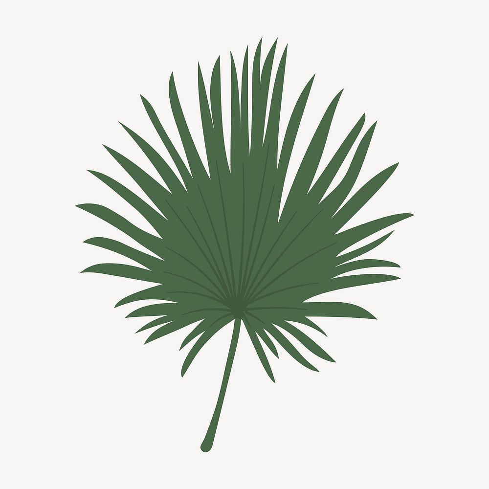 Fan palm leaf collage element, cute cartoon illustration vector