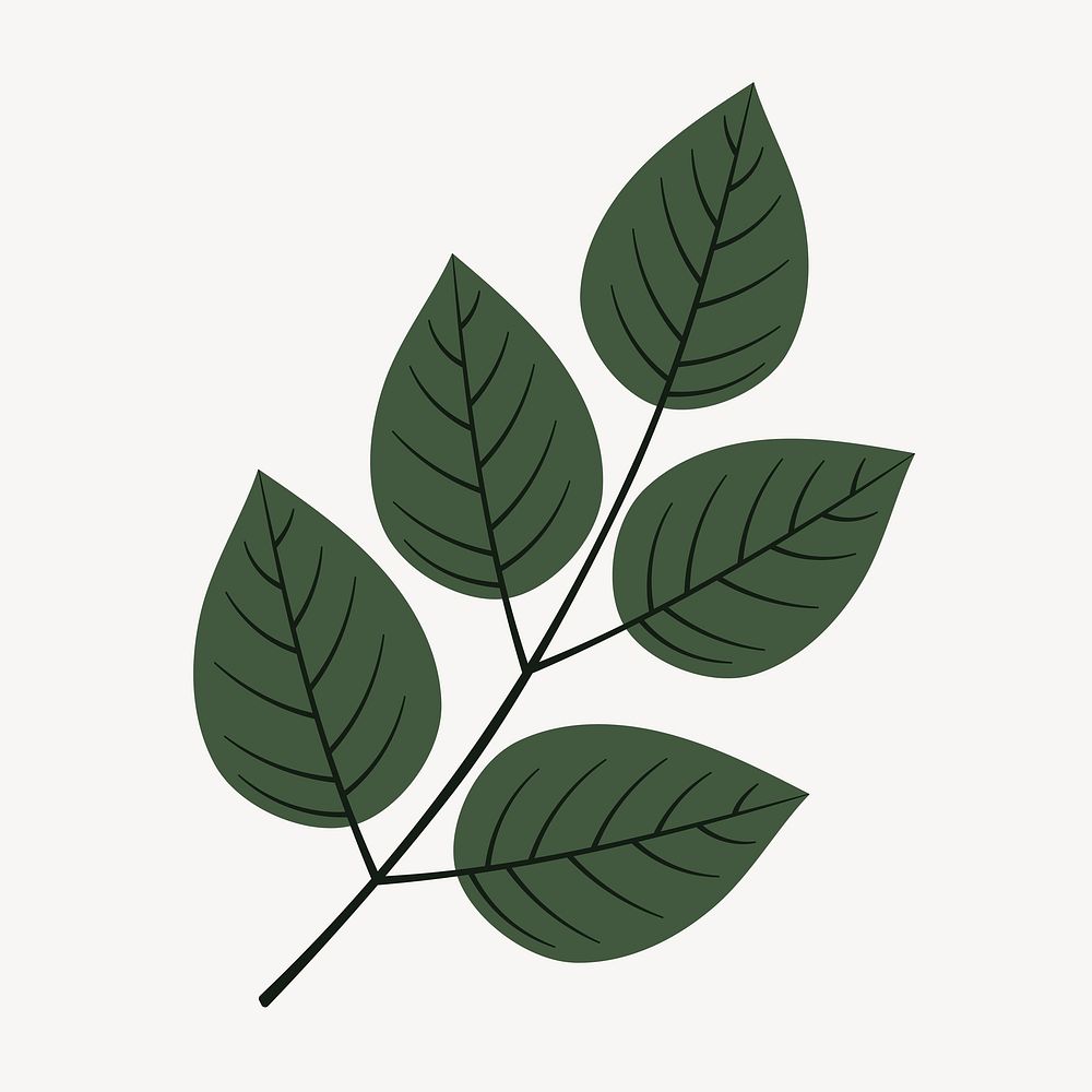 Leaf collage element, cute cartoon illustration vector