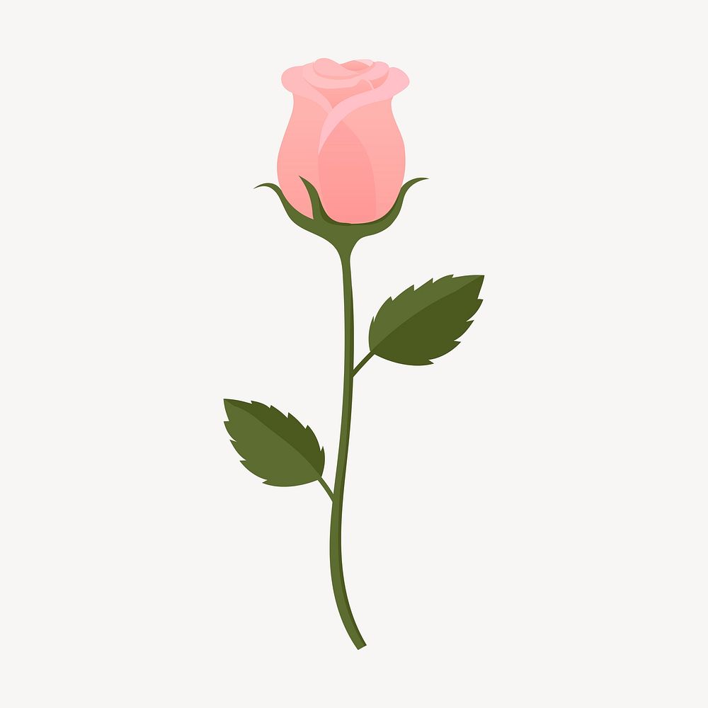 Pink rose clipart, cute cartoon illustration psd