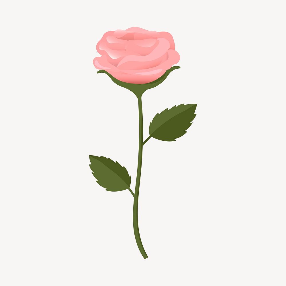 Pink rose collage element, cute cartoon illustration vector