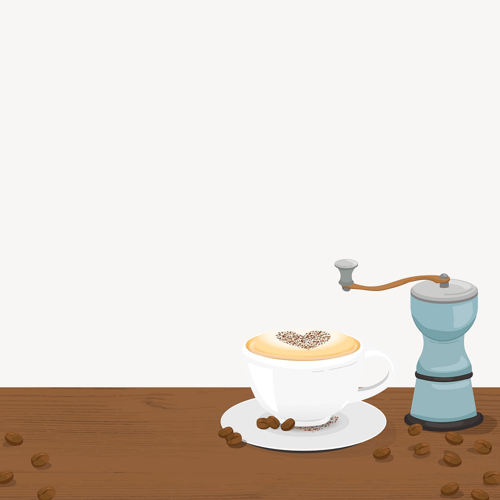 Coffee table border background, cute cartoon illustration, design space
