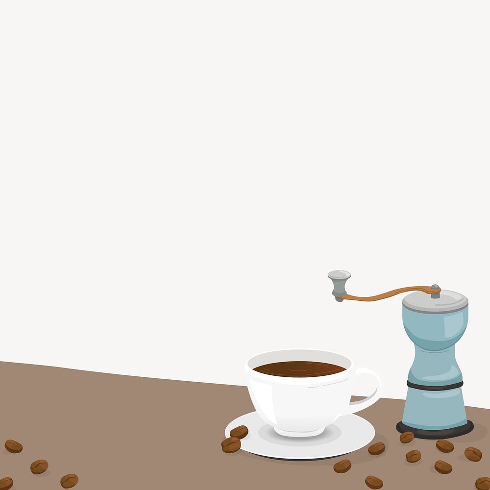 Coffee table border collage element, cute cartoon illustration psd