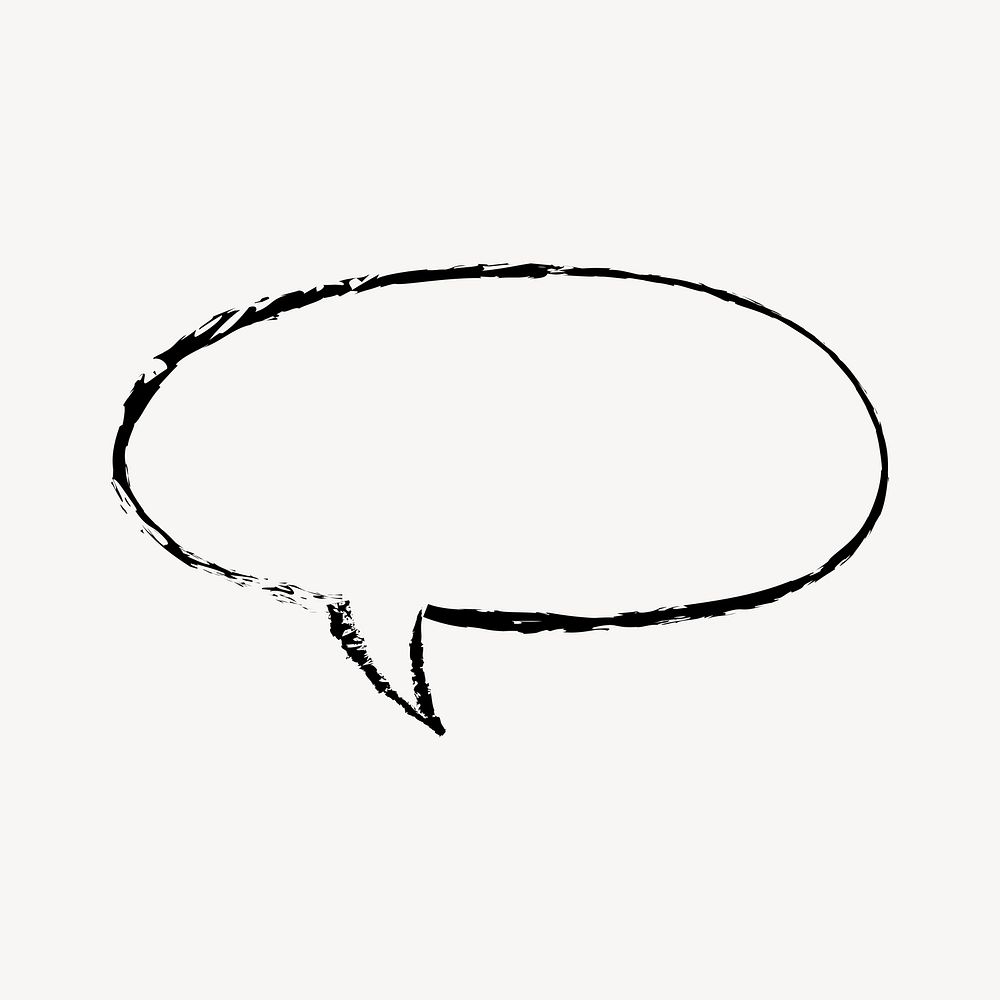 Speech bubble sticker, frame doodle in black psd