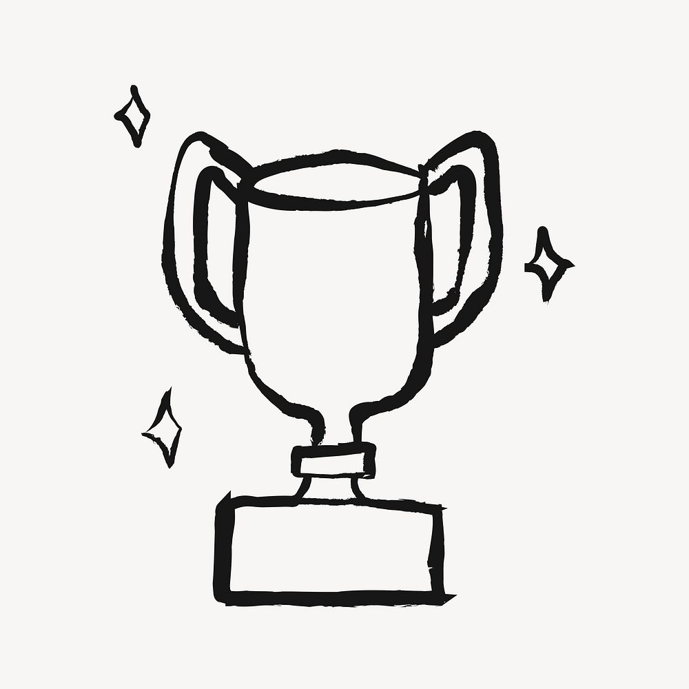 Winner trophy, object doodle in black