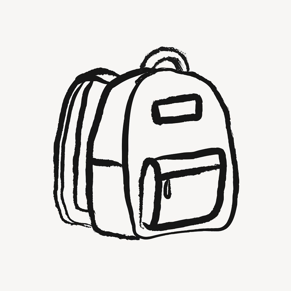 Backpack sticker, object doodle in black vector