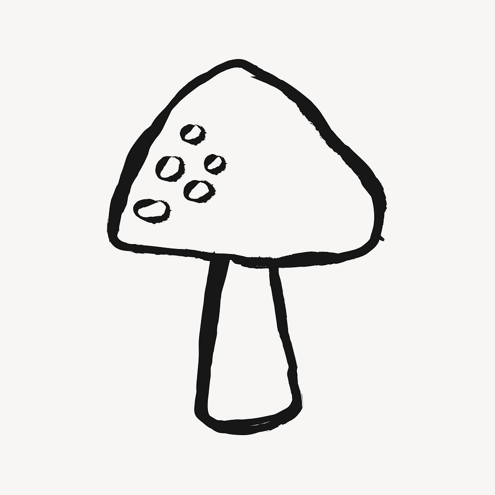 Mushroom sticker, plant doodle in black vector