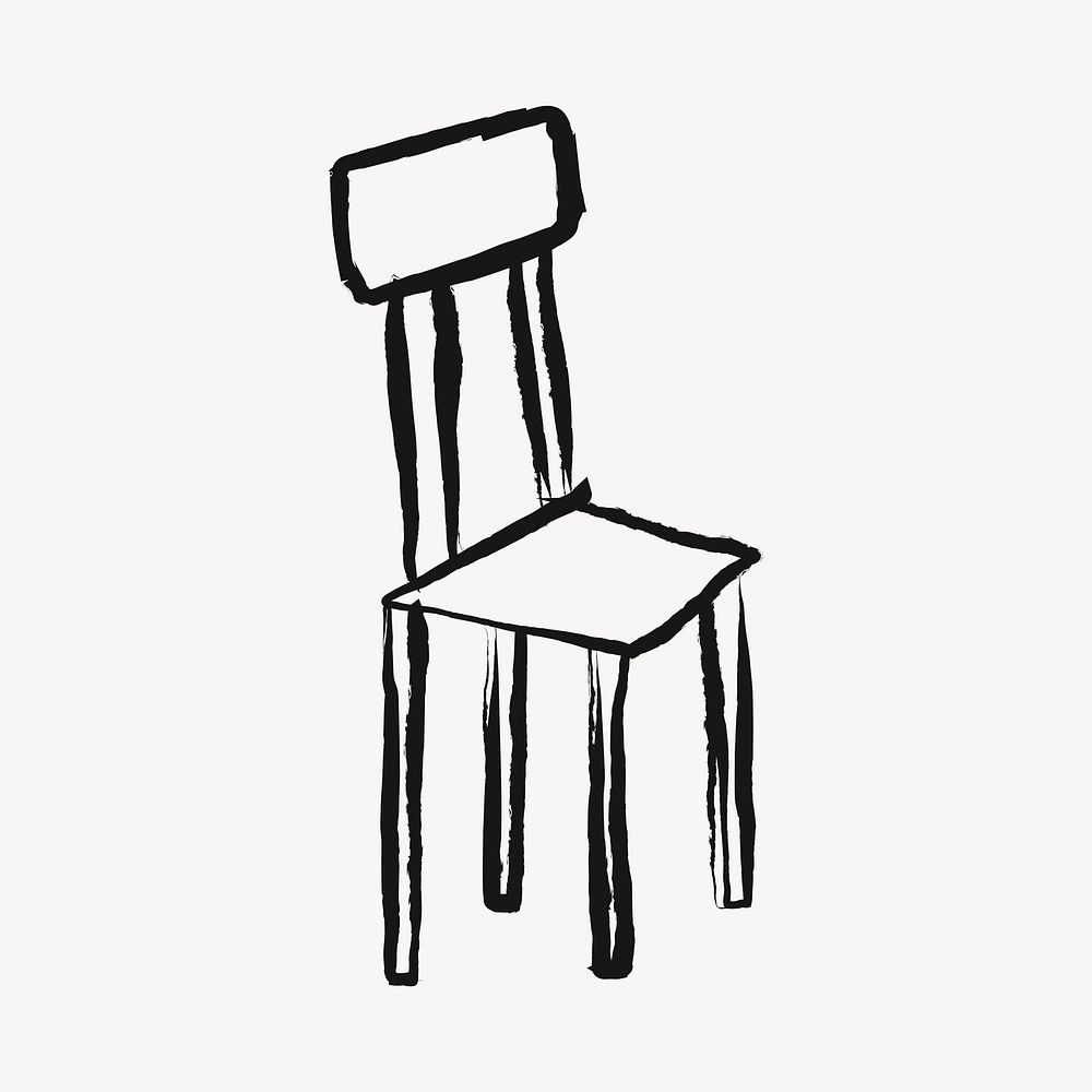 Chair sticker, furniture doodle in black psd