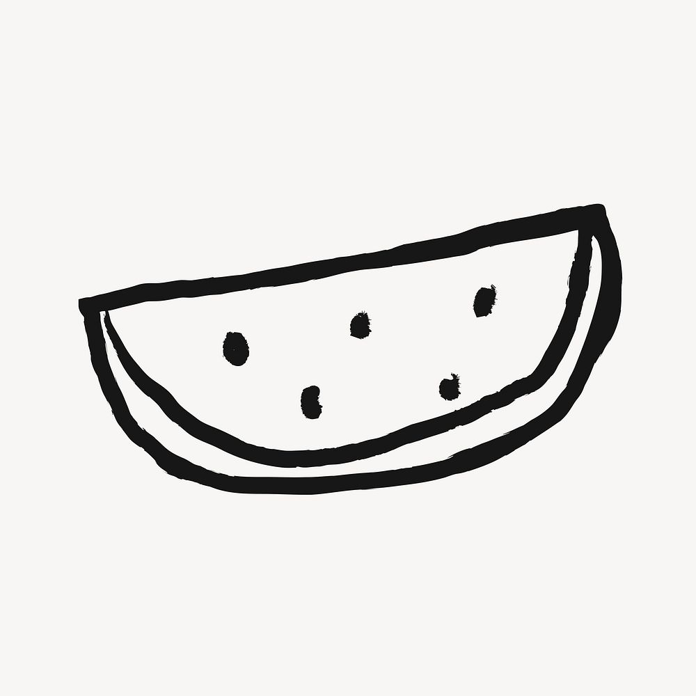Watermelon sticker, fruit doodle in black vector