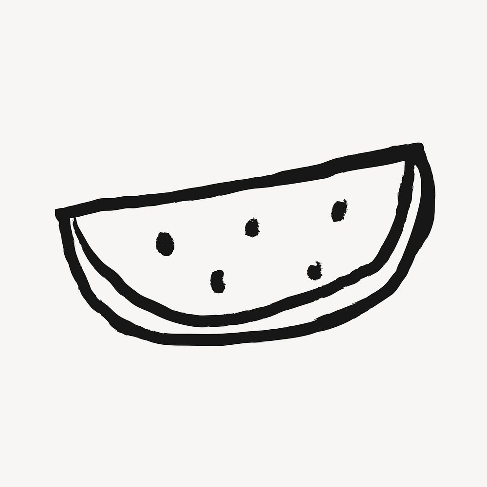 Watermelon sticker, fruit doodle in black psd