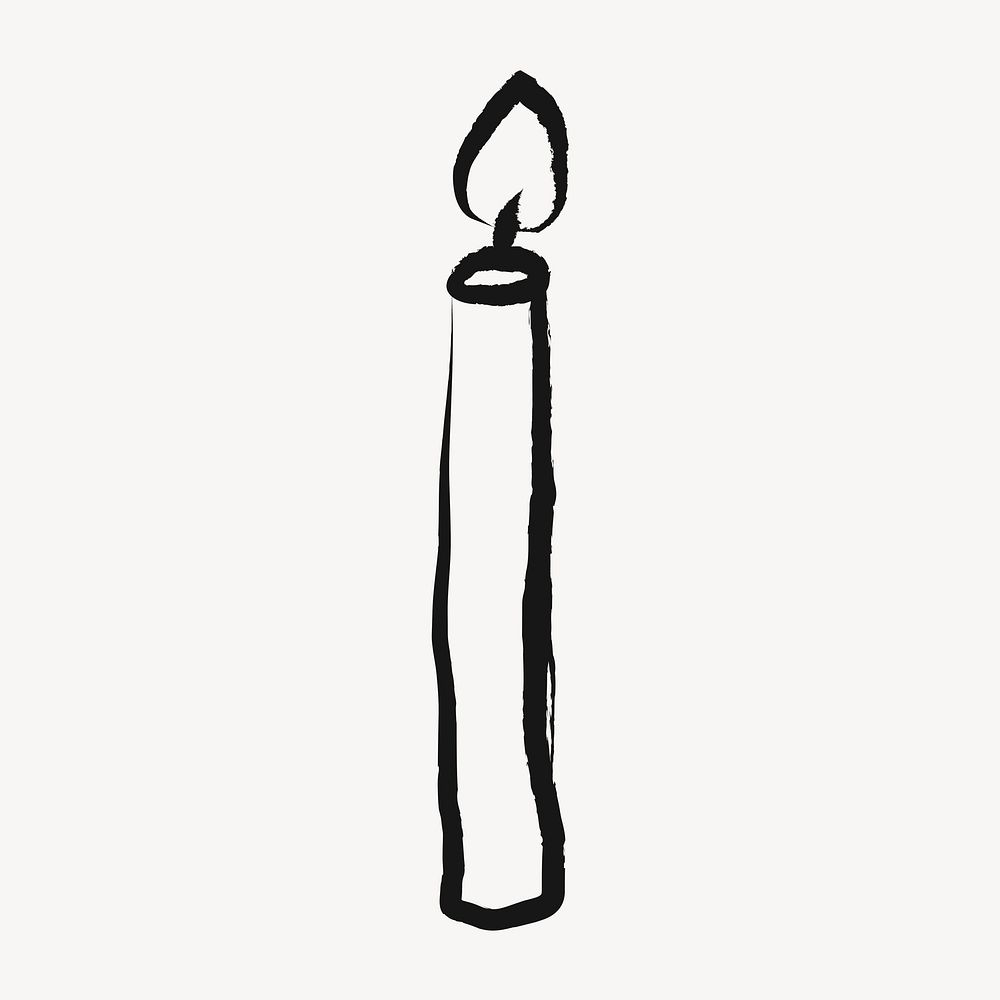 Candle sticker, object doodle in black psd