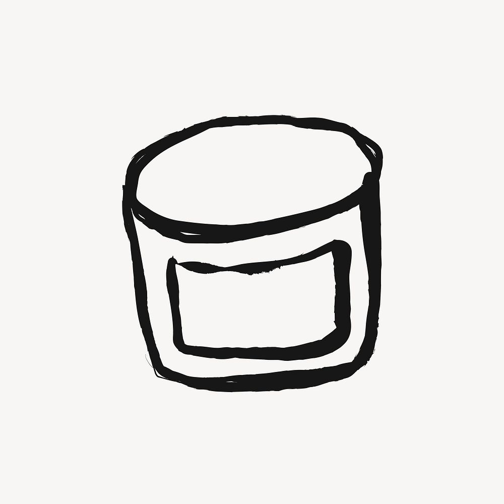 Candle jar sticker, object doodle in black vector