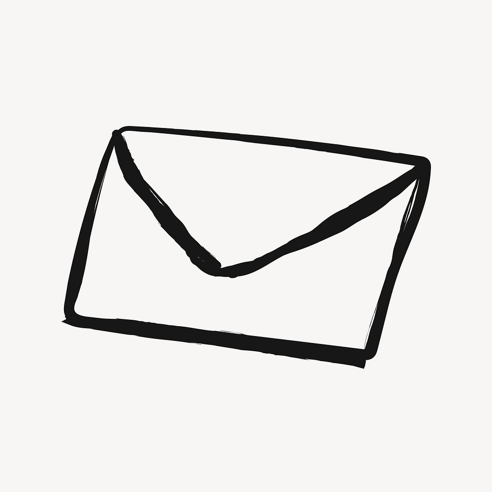 Envelope sticker, stationery doodle in black vector