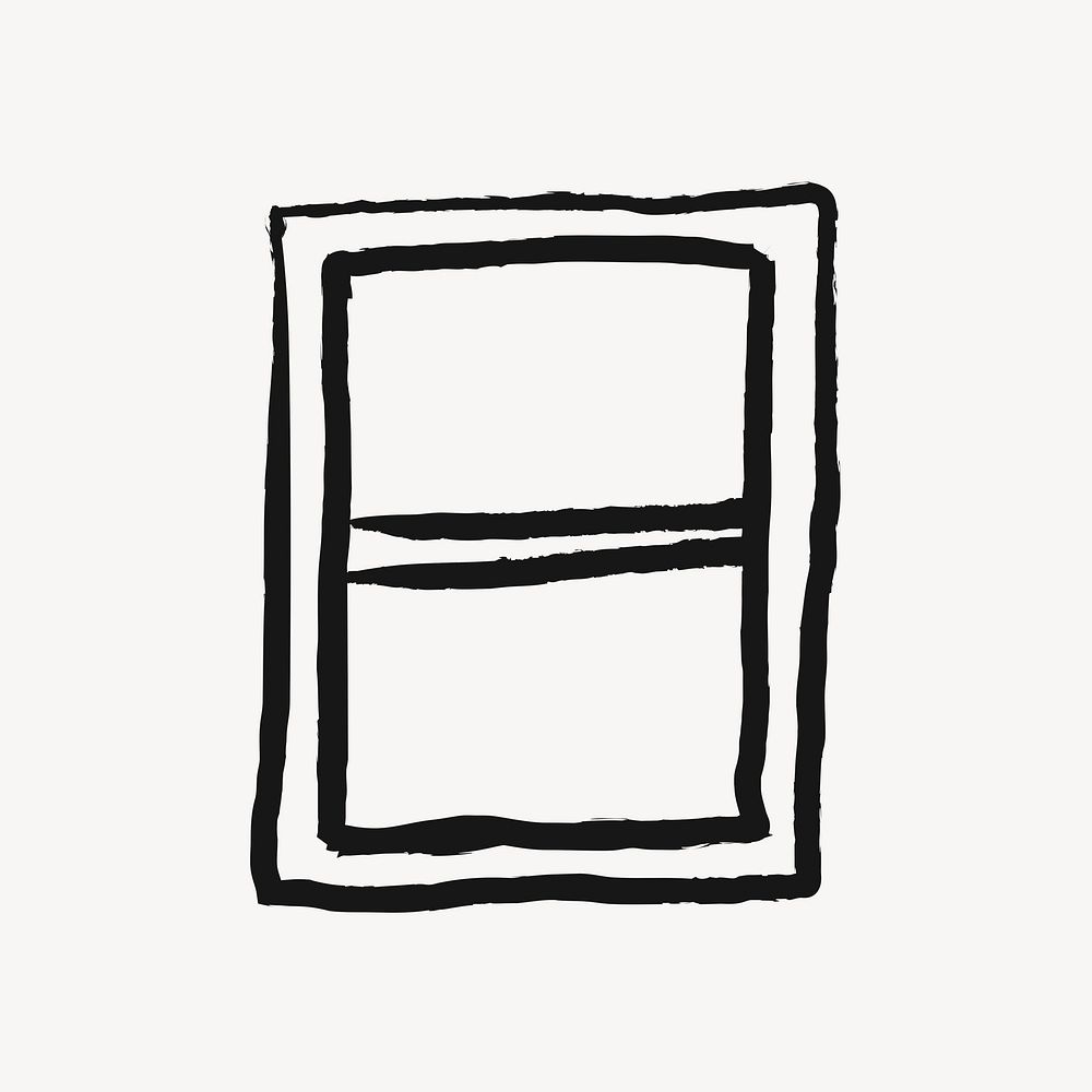 Window sticker, home interior doodle in black psd
