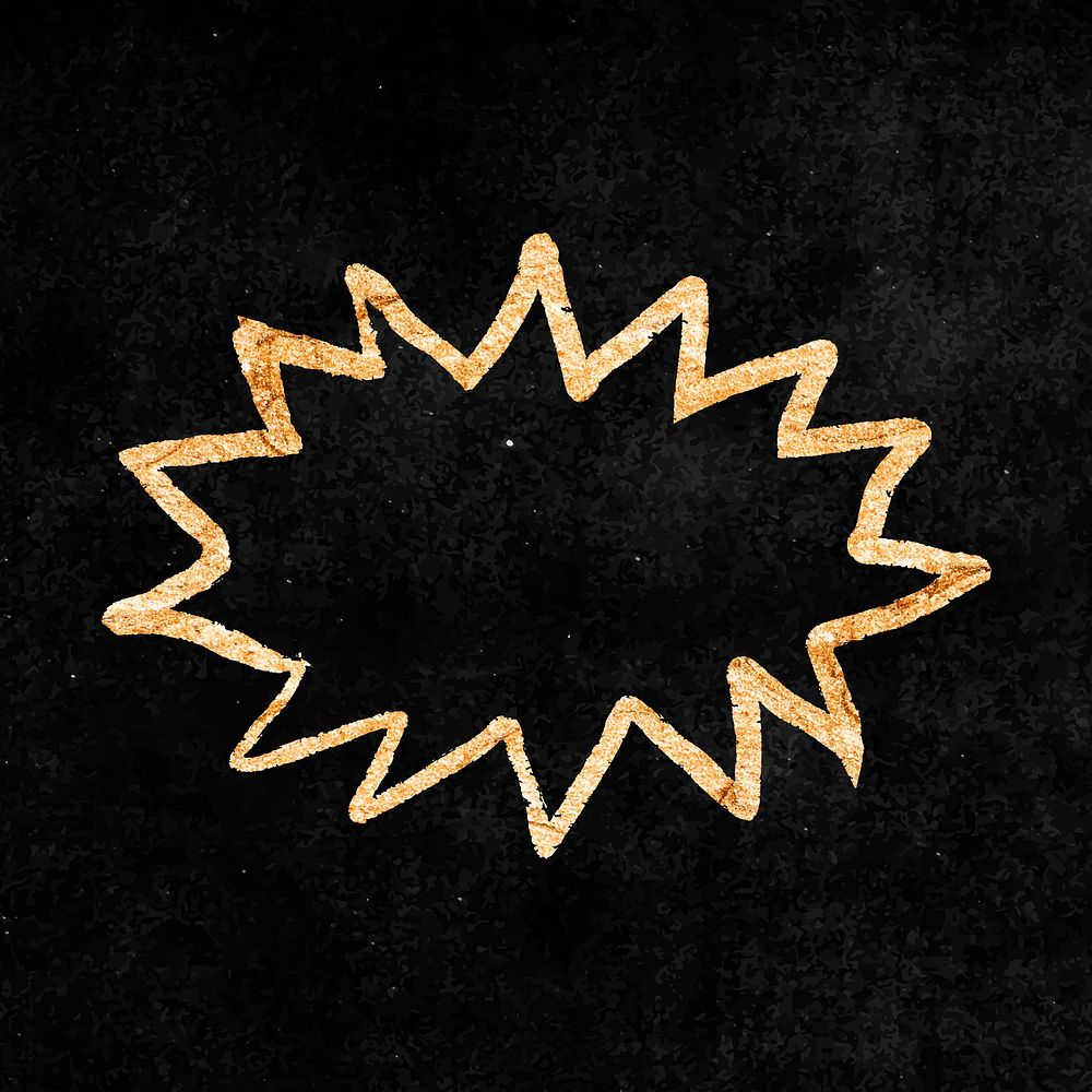 Starburst shape sticker, gold aesthetic doodle vector