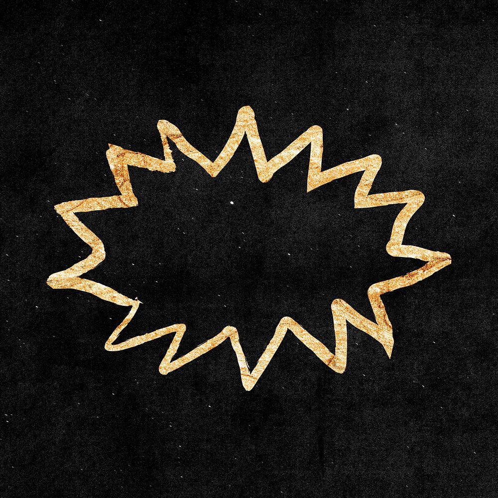 Starburst shape sticker, gold aesthetic doodle psd
