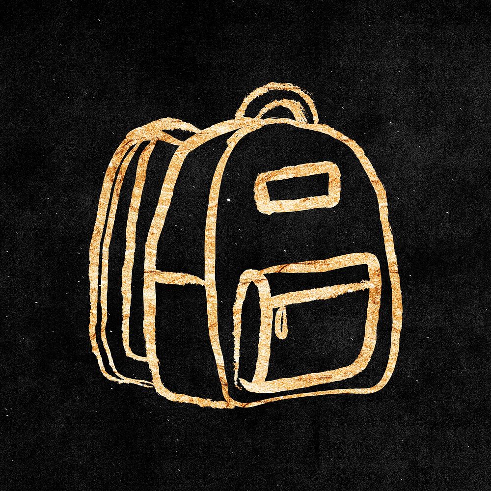 Backpack sticker, gold aesthetic doodle psd