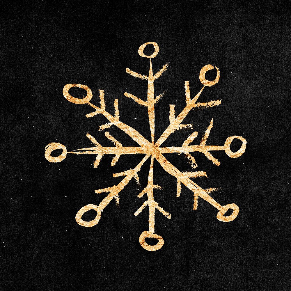 Snowflake, gold aesthetic doodle