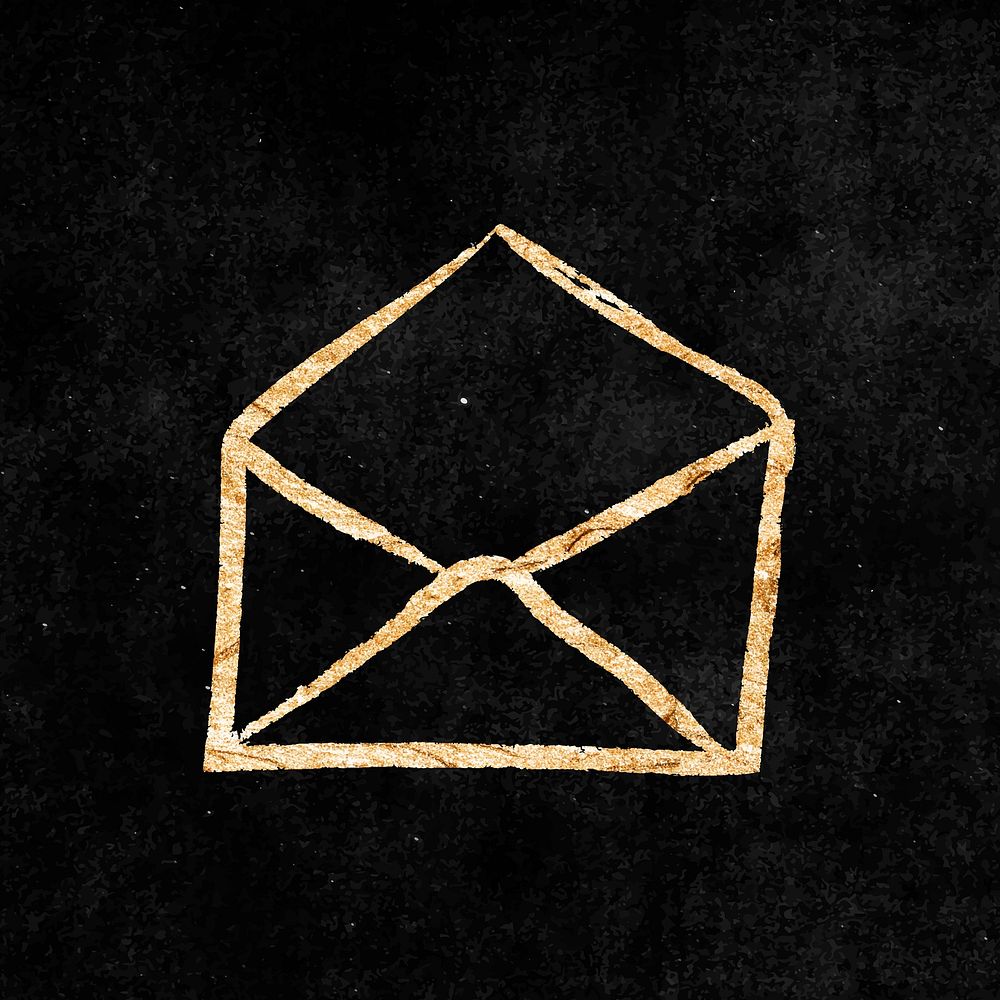 Envelope sticker, gold aesthetic doodle vector