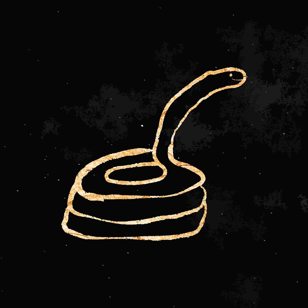 Snake sticker, gold aesthetic doodle vector