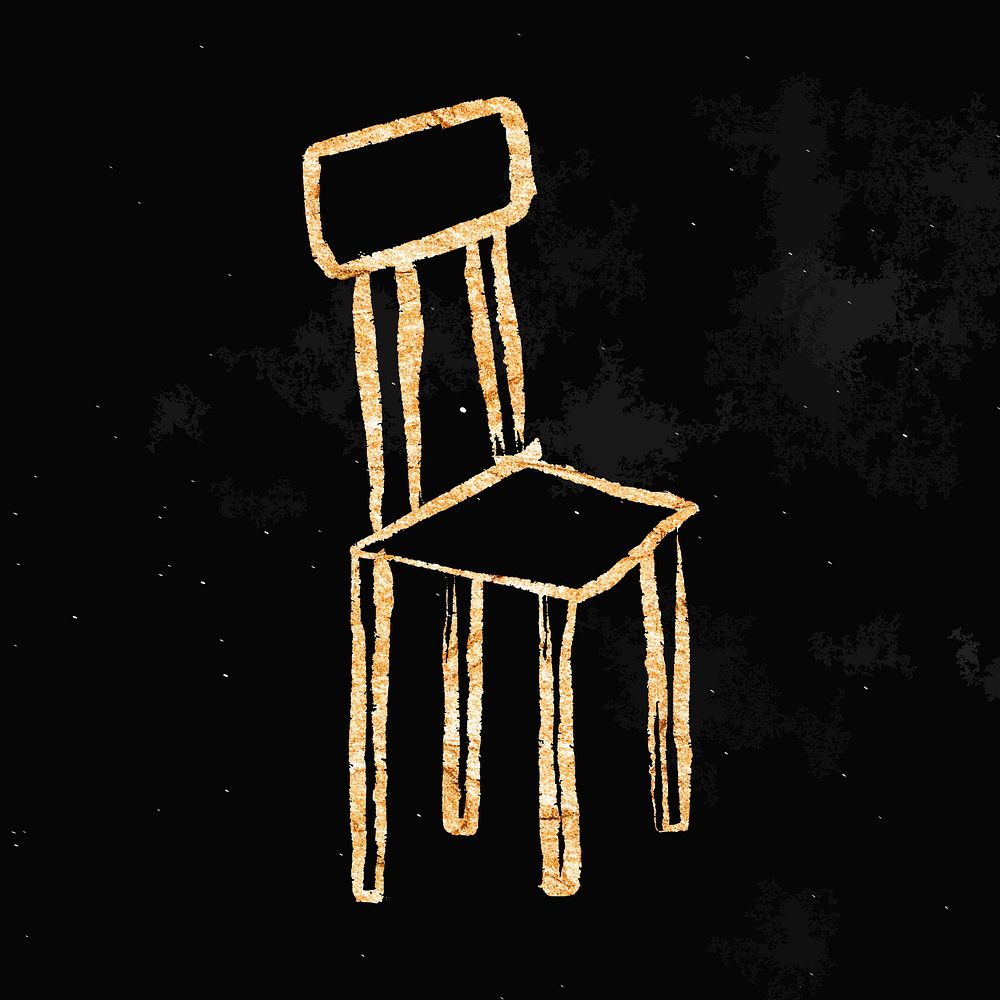Chair sticker, gold aesthetic doodle vector