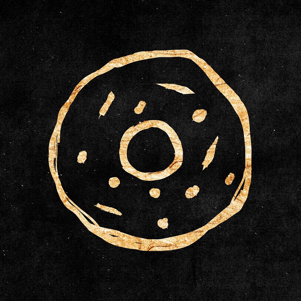 Donut, gold aesthetic doodle