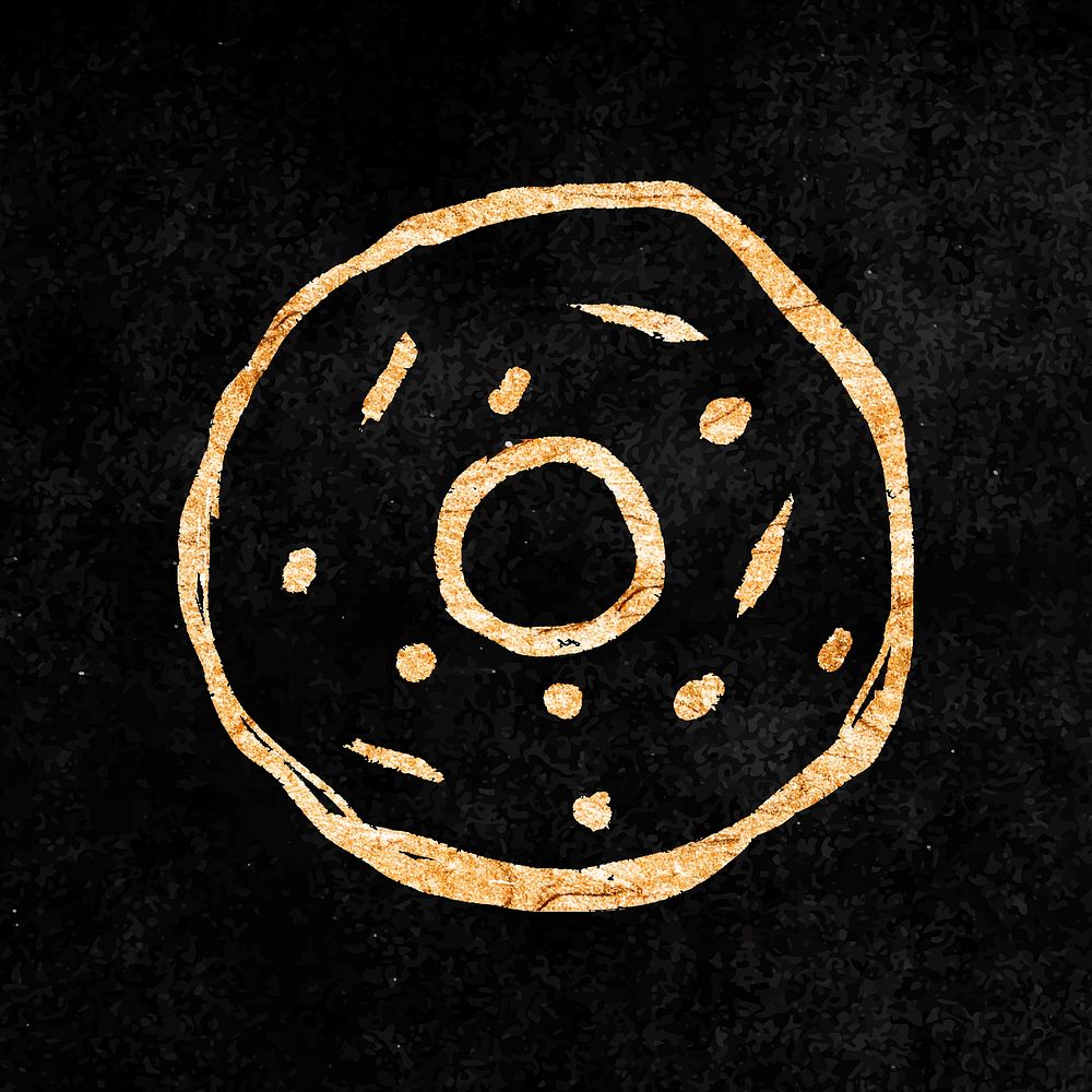Donut sticker, gold aesthetic doodle vector