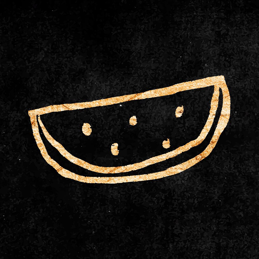 Watermelon fruit sticker, gold aesthetic doodle vector