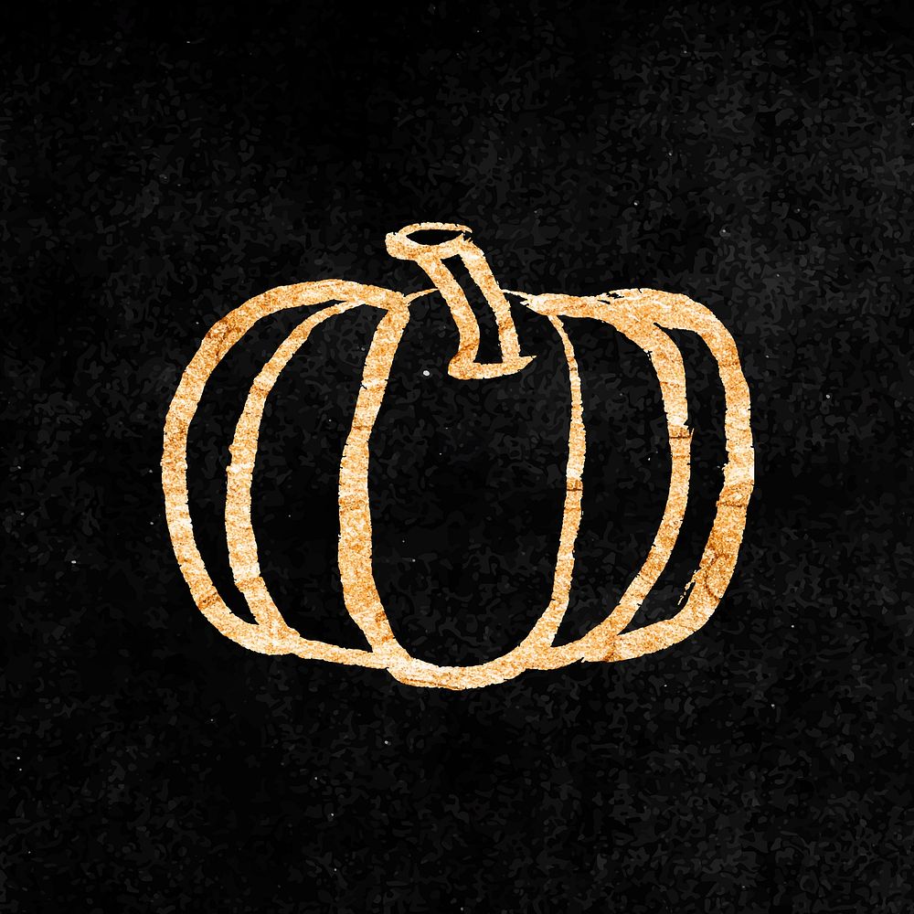 Pumpkin, vegetable sticker, gold aesthetic doodle vector