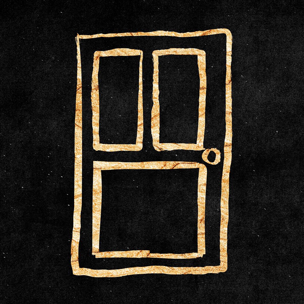 Door, gold aesthetic doodle