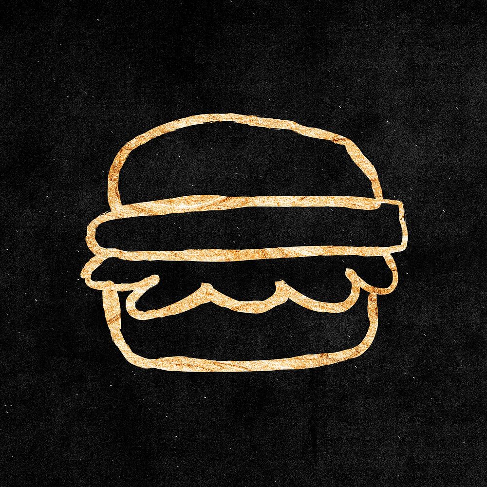 Hamburger, gold aesthetic doodle