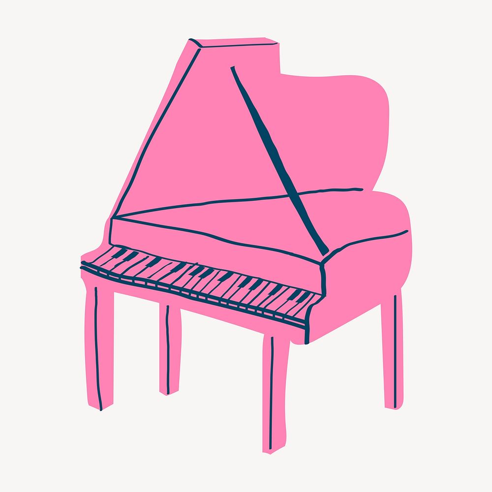 Grand piano sticker, cute doodle in colorful design psd