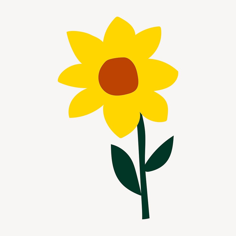 Sunflower sticker, cute doodle in colorful design psd