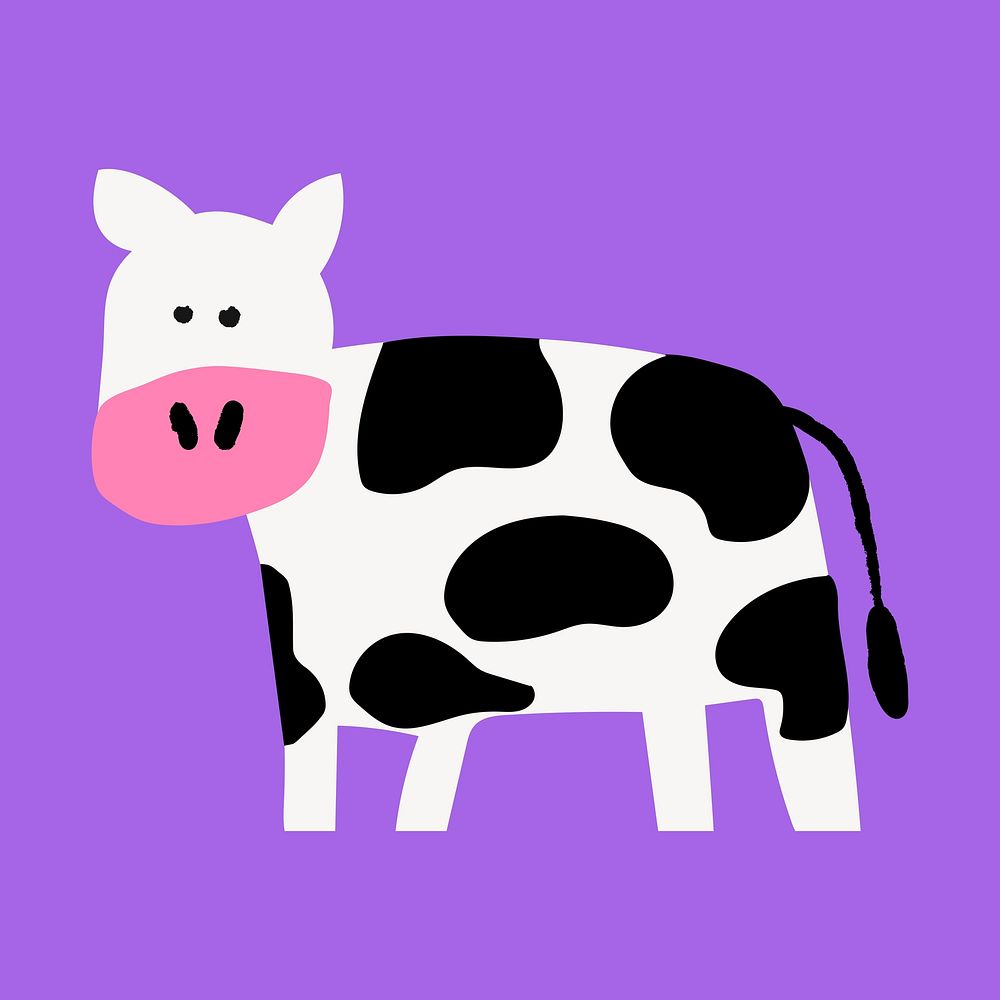 Dairy cattle, cow sticker, cute doodle in colorful design psd