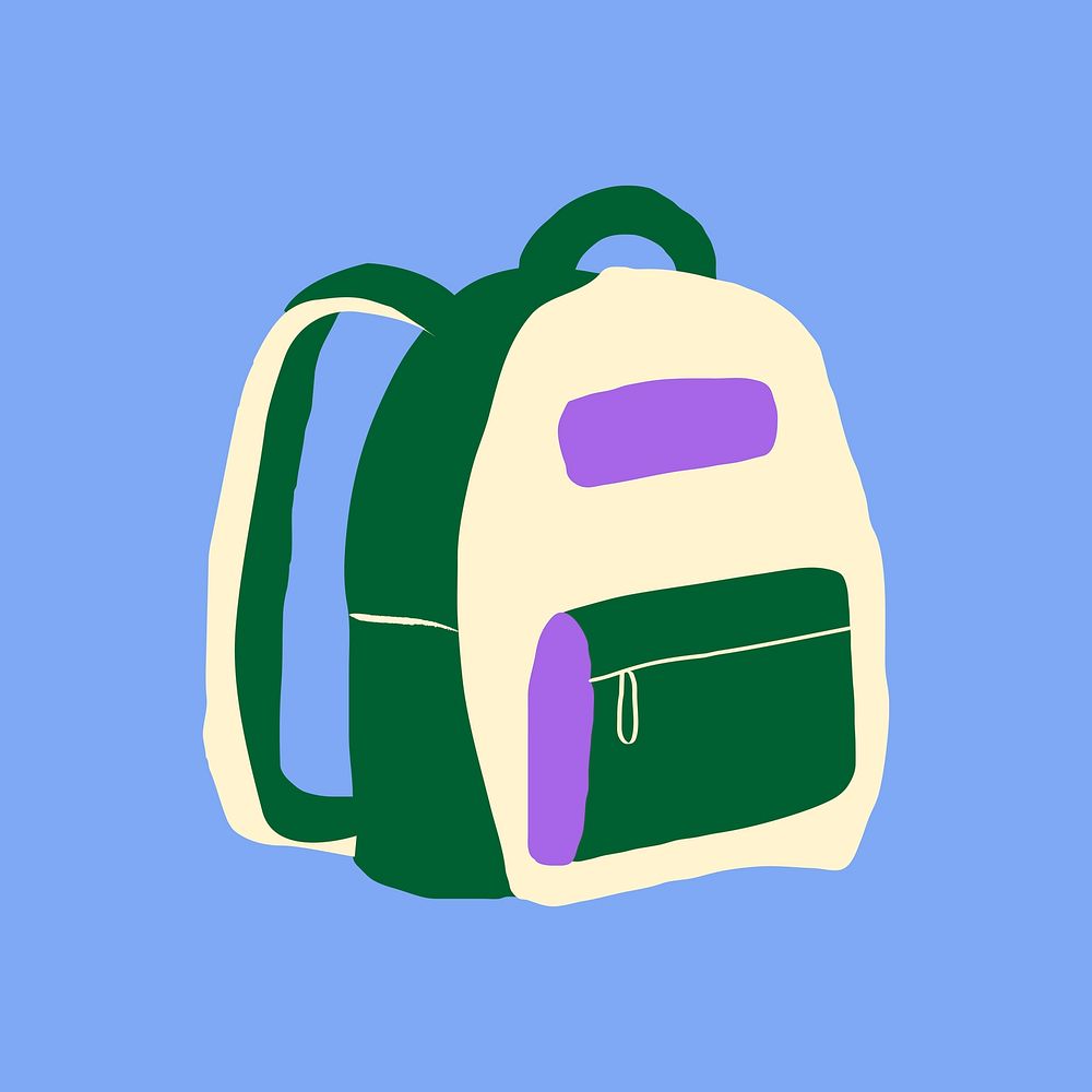 Backpack sticker, cute doodle in colorful design vector
