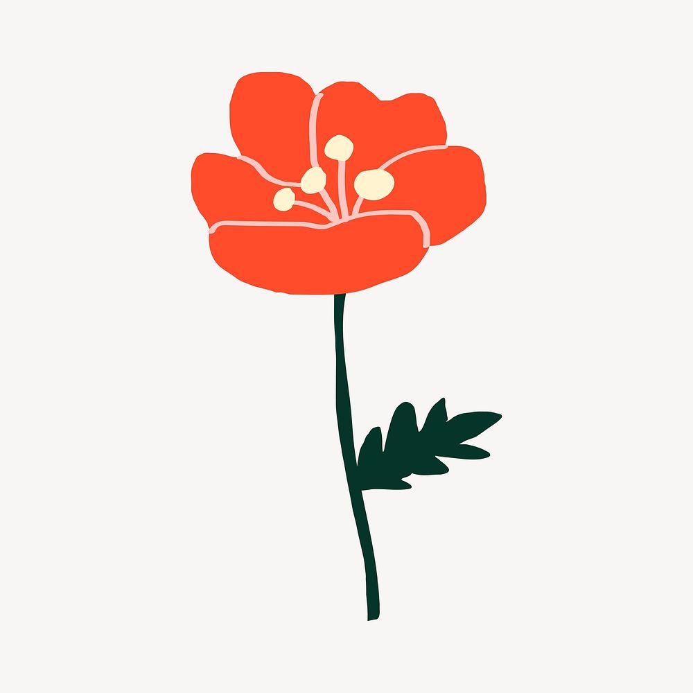 Blooming flower, cute doodle in colorful design