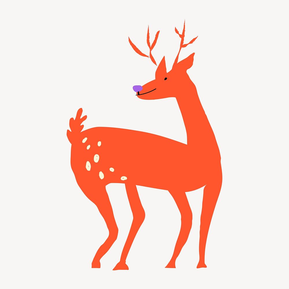 Christmas reindeer sticker, cute doodle in colorful design psd