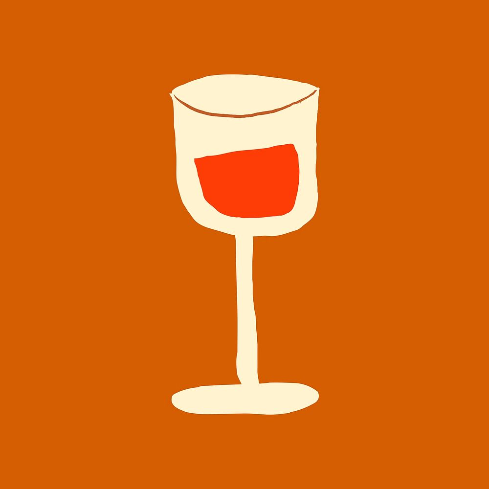 Wine glass, cute doodle in colorful design