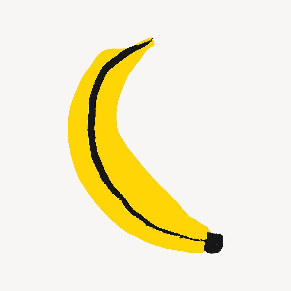 Banana fruit sticker, cute doodle in colorful design psd