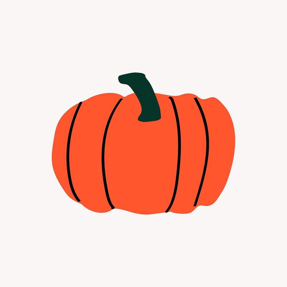 Pumpkin, vegetable sticker, cute doodle in colorful design vector