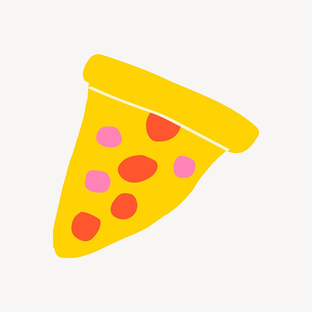 Pizza sticker, cute doodle in colorful design vector